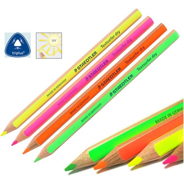 Staedtler Textsurfer Dry Highlighter 128 64 필기용 드로잉 스케치 잉크젯, 종이, 복사, 팩스(4팩)(노란색 연필 4개)