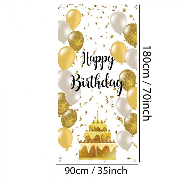 생일 장식 흰색과 금색 문 장식 배너 패브릭 로그인 20th 30th 40th 50th 60th 70th 80th 생일 파티 환영 로그인 포스터 생일 장식