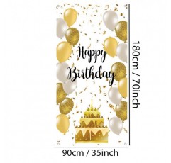 생일 장식 흰색과 금색 문 장식 배너 패브릭 로그인 20th 30th 40th 50th 60th 70th 80th 생일 파티 환영 로그인 포스터 생일 장식