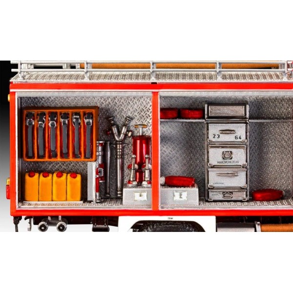 Revell 07655 Mercedes-Benz 1017 LF 16 Fire Brigade 모델 키트 1:24 29.6 cm 한정판 전문가용 true-to-the-original 모델 키트, 도색되지 않음