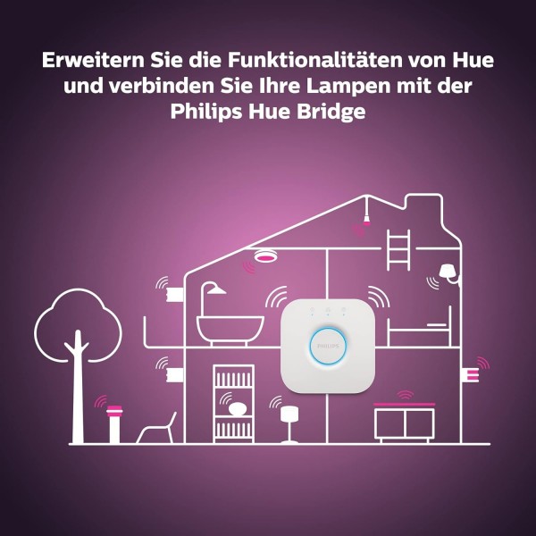 Philips Hue White & Color Ambiance E14 LED 램프 2개 팩(Hue Bridge 포함), 밝기 조절 가능, 최대 1,600만 가지 색상, 앱을 통해 제어 가능, Amazon Alexa(Echo Echo Dot)와 호환