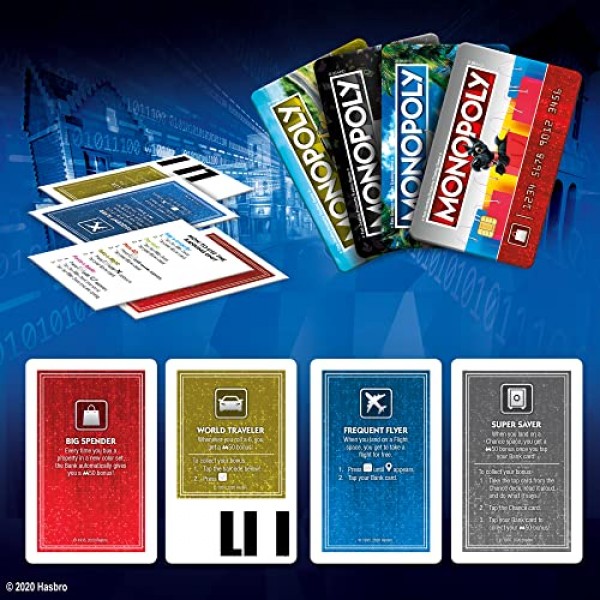 Hasbro Gaming Monopoly 슈퍼 전자 뱅킹 보드 게임, 전자 뱅킹 장치, 보상 선택, 현금 없는 게임 플레이 탭 기술, 8세 이상용
