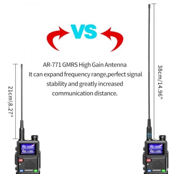 BAOFENG GMRS 휴대용 라디오 UV-5R 업그레이드 장거리 워키 토키 GM-5RH 2500mAh 배터리, GMRS 리피터 가능, NOAA 기상 수신기, 단일 키 주파수 일치 및 유형 C 케이블을 갖춘 양방
