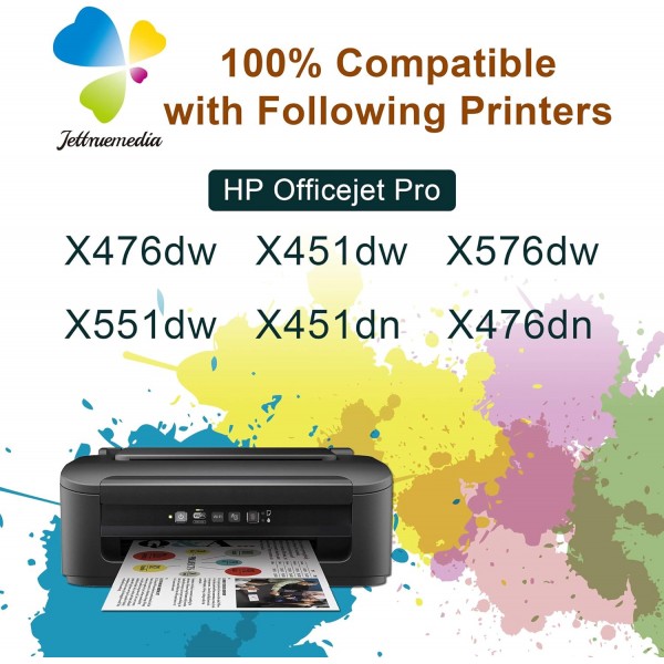 970XL 971XL 잉크 카트리지 교체 HP 970 XL 971 XL 잉크 카트리지 HP Officejet Pro X476dw X451dw X576dw X551dw X451dn X476dn by Jettruemedia(4팩)