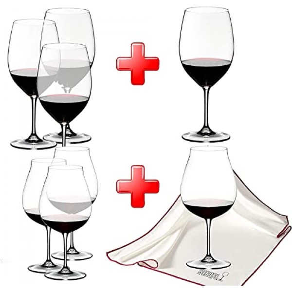 Riedel VINUM Pay 6 혼합 레드 글래스 품종 8개 세트 카베르네/메를로 4개 및 뉴 월드 피노 누아 4개 제공