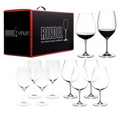 Riedel VINUM Pay 6 혼합 레드 글래스 품종 8개 세트 카베르네/메를로 4개 및 뉴 월드 피노 누아 4개 제공