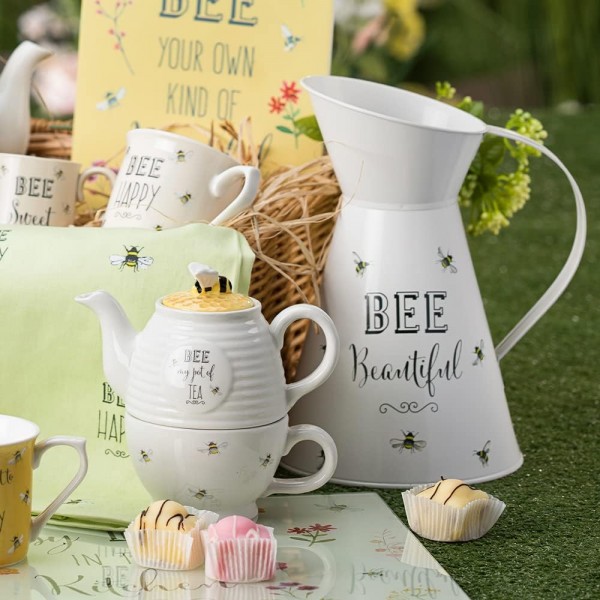 English Tableware Company 꿀벌 해피 데코레이트 저그 | 그려진된 강철 꿀벌 아름다운 디자인