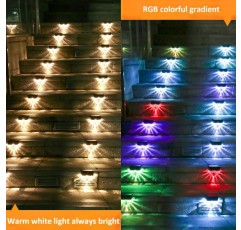 Enteenly Solar Fence Lights 8 Pieces, Solar Lights Outdoor Garden Warm White and Color Changes, Garden Lights Solar Powered 방수 IP65, Solar Lights for Post, Patio, Step, Stair, Pathway, Yard