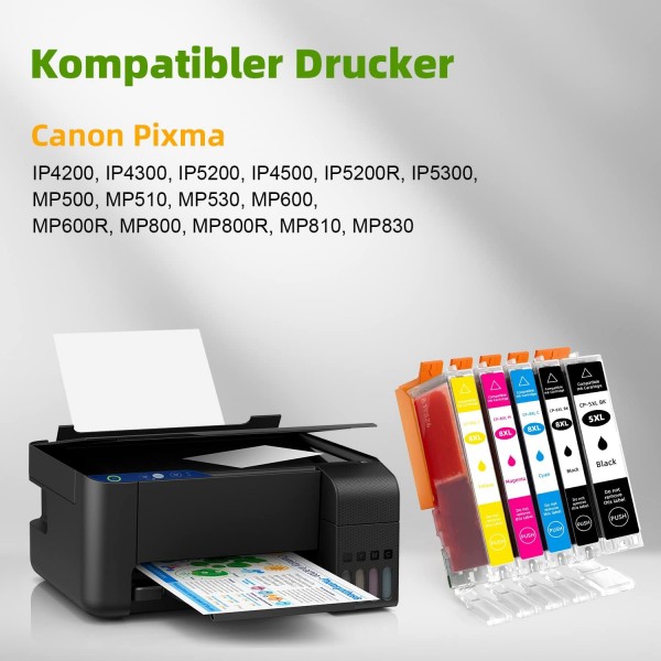 Koala 20 프린터 카트리지 Canon Pixma IP4200 IP4300 IP5200 IP4500 IP5200R IP5300 MP500 MP510 MP600 MP600R MP800 MP81 0 MP833 x4 4xKx용 Canon PGI-5 CLI-8 PGI5 CLI8과 호환되는 Koala 20 프린터 카트리지 4*