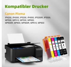 Koala 20 프린터 카트리지 Canon Pixma IP4200 IP4300 IP5200 IP4500 IP5200R IP5300 MP500 MP510 MP600 MP600R MP800 MP81 0 MP833 x4 4xKx용 Canon PGI-5 CLI-8 PGI5 CLI8과 호환되는 Koala 20 프린터 카트리지 4*