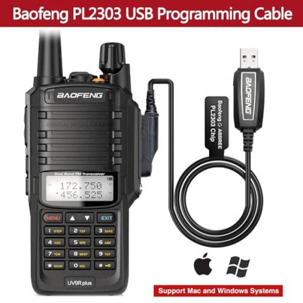 Baofeng UV-9R 플러스 8W 파워 워키토키 IP67 방수 UHF/VHF 듀얼 밴드 양방향 라디오 프로그래밍 케이블, AR-775 안테나, AR780 방수 마이크, 2팩 2200mAh 배터리 등 풀 키트
