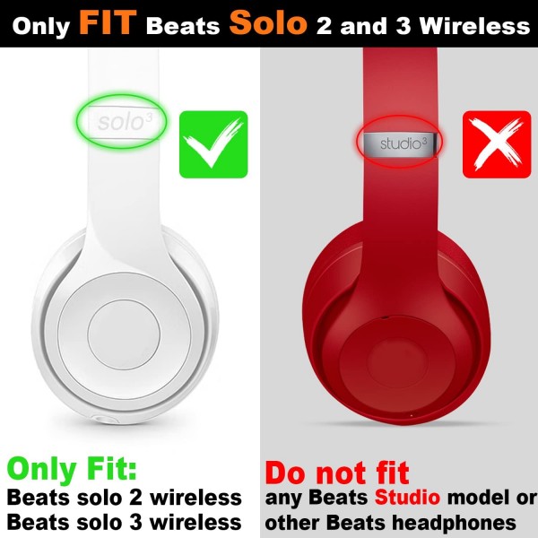 Beats Solo3.0, Solo2.0 무선 헤드폰용 이어 패드, 전문가용 교체용 이어패드 이어패드 교체(1쌍)(흰색)
