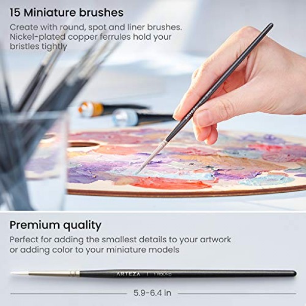 Arteza Gouache 페인팅 아트 세트, 메탈릭 구아슈 페인트 12 및 접이식 검정색 캔버스 종이 번들, DIY 키트, 예술가 및 초보자를 위한 미술 용품, 성인을 위한 아트 키트