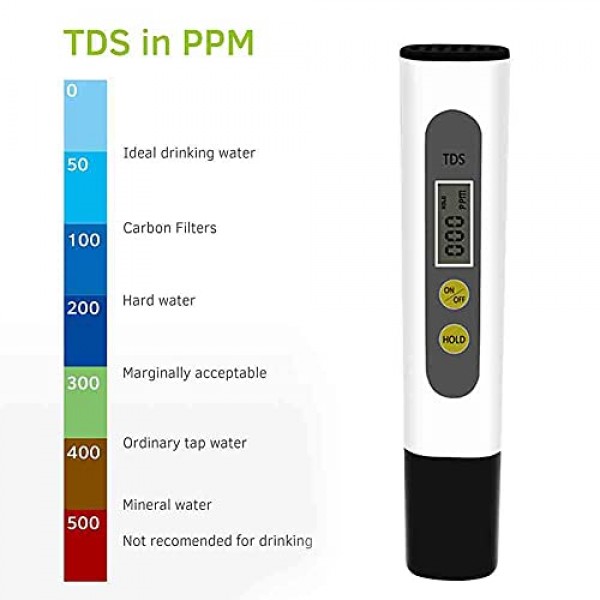 테스터, 미터 테스터 LCD 펜 품질, 0-9990 PPM 측정 범위 휴대용, 양식 산업 병원 수영장 가정용 수돗물 수질 테스트