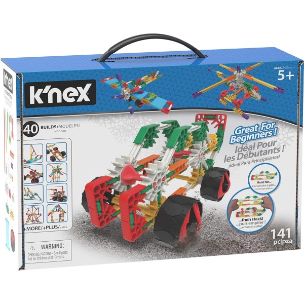 K'Nex 초심자 40 모델 빌딩 세트, 교육용 완구, 141 피스, 5세 이상의 어린이를 위한 장난감 & Imagine 45510 10 모델 초심자 재미있는 빠른 차량 빌딩 세트, 96 피스, 5세 이상 차