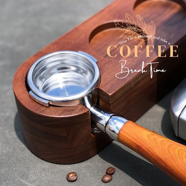 58mm 바텀리스 포터필터, Bulipu Naked Portafilter는 Breville Oracle Touch 듀얼 보일러 BES900XL BES920XL BES980XL BES990BSS에 적합하며 더 무거운 나무 손잡이 1개의 더블 샷 필터 바구니