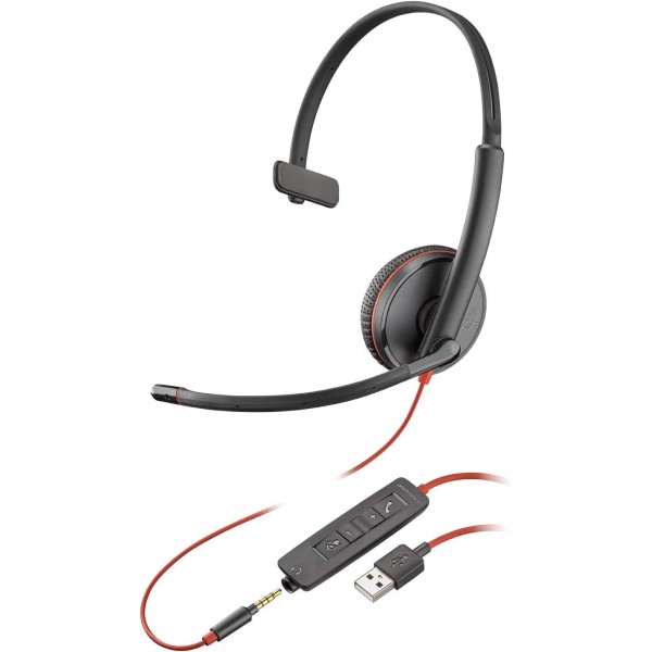 Plantronics 209746-101 Blackwire UC 헤드폰 C3215, 블랙
