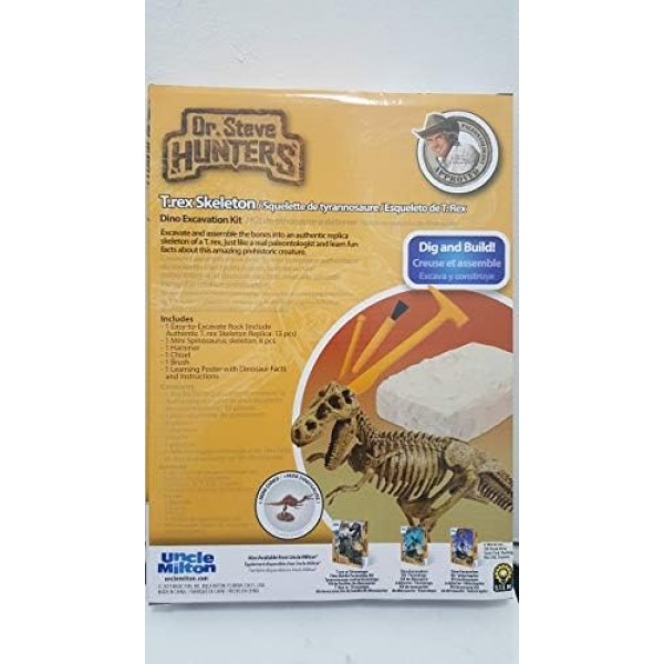 밀튼 삼촌 박사 스티브 헌터 Paleo Expedition Dino Dig 발굴 키트 과학 교육 장난감 (T. Rex 25pcs 33cm)