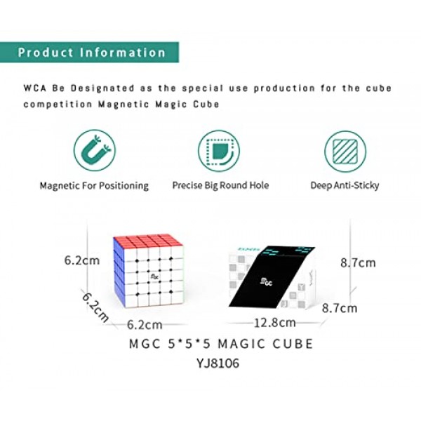 FUNNXYZ YJ MGC 5x5 M 스티커 없는 스피드 큐브 MGC 자기 5x5x5 큐브 퍼즐