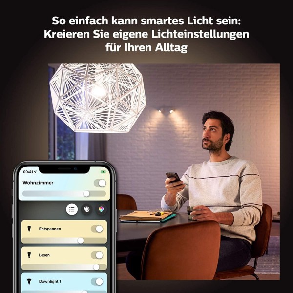 Philips Hue White Ambiance E27 램프 더블 팩 2x570lm, 밝기 조절 가능, 모든 흰색 음영, 앱을 통해 제어 가능, Amazon Alexa(Echo, Echo Dot)와 호환 가능
