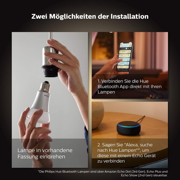 Philips Hue White Ambiance E27 램프 더블 팩 2x570lm, 밝기 조절 가능, 모든 흰색 음영, 앱을 통해 제어 가능, Amazon Alexa(Echo, Echo Dot)와 호환 가능