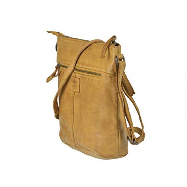 Bear Design 여성용 가죽 숄더백 30 x 27 cm 황토색 노란색, 노란색