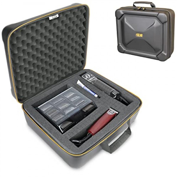 USA 기어 이발사 케이스 - Oster Clippers, Oster T-Finisher, 블레이드 및 기타 이발 용품과 호환되는 이발사 케이스 - 맞춤형 폼 내부, 내후성 및 계란 상자 폼 탑