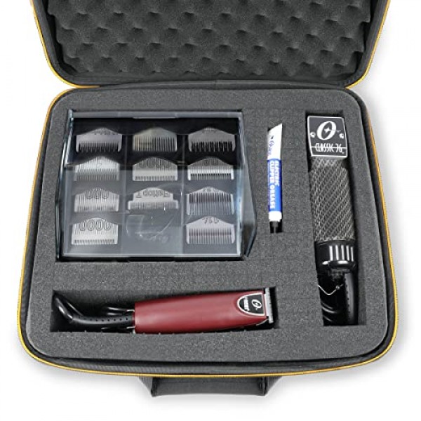 USA 기어 이발사 케이스 - Oster Clippers, Oster T-Finisher, 블레이드 및 기타 이발 용품과 호환되는 이발사 케이스 - 맞춤형 폼 내부, 내후성 및 계란 상자 폼 탑