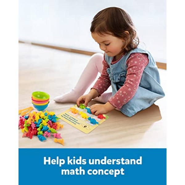 Coogam Counting Dinosaur Sorting 장난감 세트, 색상 일치 분류 게임, Montessori Fine Motor Skill 유치원 교육 몬테소리 학습 장난감 3 4 5 세