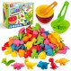 Coogam Counting Dinosaur Sorting 장난감 세트, 색상 일치 분류 게임, Montessori Fine Motor Skill 유치원 교육 몬테소리 학습 장난감 3 4 5 세