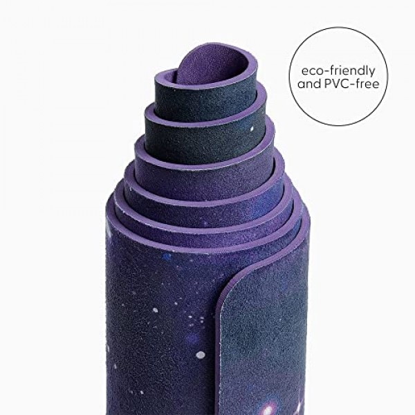 POPFLEX by Blogilates Diamond Sky 비건 스웨이드 요가 매트(스트랩 포함) - 초흡수성 운동 미끄럼 방지 대형 요가 매트 - 여성용 - 세련된 지지력을 위한 넓고 두꺼운 질감
