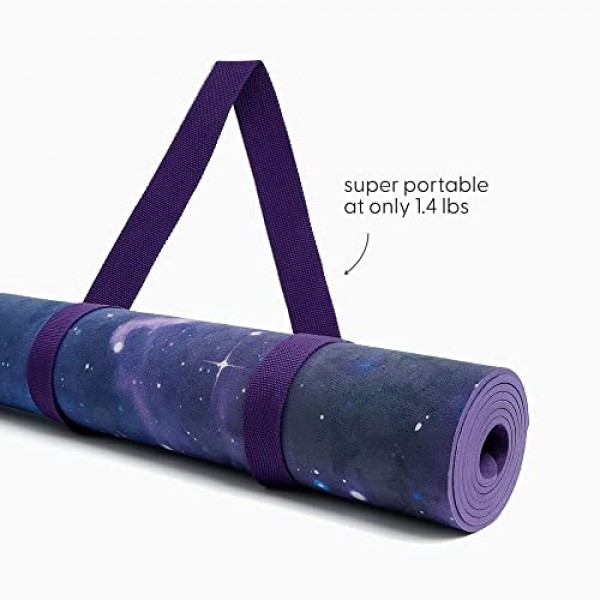 POPFLEX by Blogilates Diamond Sky 비건 스웨이드 요가 매트(스트랩 포함) - 초흡수성 운동 미끄럼 방지 대형 요가 매트 - 여성용 - 세련된 지지력을 위한 넓고 두꺼운 질감