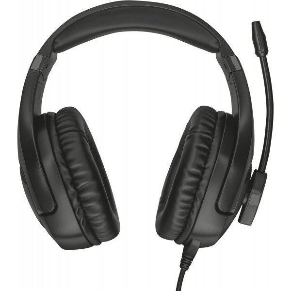 Trust GXT 460 Varzz 게임용 헤드셋 USB 및 3.5 잭, 마이크가 있는 헤드폰, 파란색 LED, PC용, 노트북 - 검은색 50mm 스피커 모듈 조명