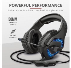 Trust GXT 460 Varzz 게임용 헤드셋 USB 및 3.5 잭, 마이크가 있는 헤드폰, 파란색 LED, PC용, 노트북 - 검은색 50mm 스피커 모듈 조명