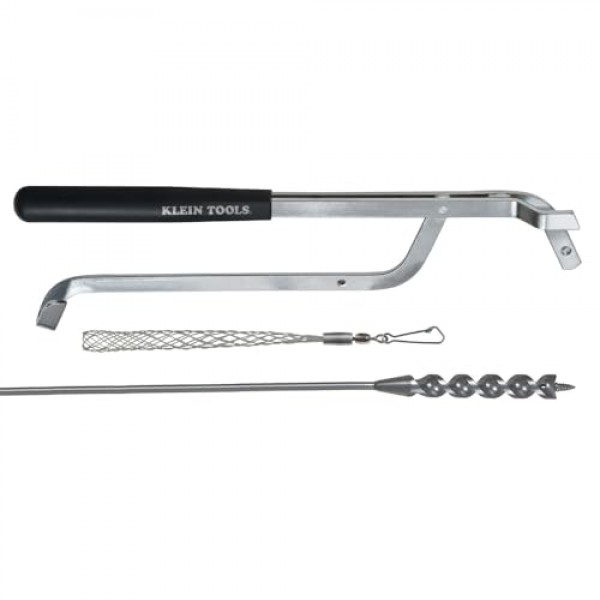 Klein Tools 53721 플렉스 비트 키트(9/16인치 x 54인치 플렉스 비트 오거 포함), 배치 도구 및 벽 뒤에 와이어를 당기기 위한 와이어 당김 그립