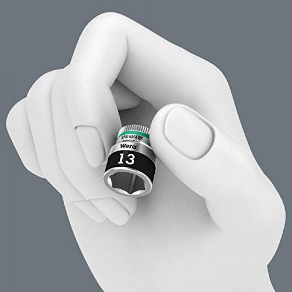 WERA 05003010001 8790 HMA HF Zyklop 소켓(홀딩 기능 포함 1/4인치 드라이브 포함), 15 x 23mm