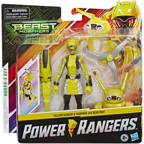 파워레인저 Beast Morphers Yellow Ranger and Morphin Jax Beast Bot 15cm 액션 피규어 2팩 완구 TV 프로그램에서 영감을 받음