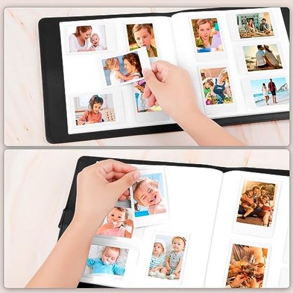 Fujifilm Instax Mini 12 11 9 8+ 8 90 40 EVO LiPlay 인스턴트 카메라용 360 포켓 사진 앨범, Polaroid Snap/PIC-300/Z2300/SocialMatic 인스턴트 카메라 및 Zip 인스턴트 프린터(Balck)용