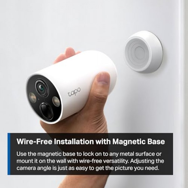TP-Link Tapo 무선 MagCam, 실내/실외 2K 배터리 구동 스마트 보안 카메라, 자기 마운트, 별빛 컬러 야간 투시경, 사람/애완동물/차량 감지, SD/클라우드 스토리지, 2.4GHz Wi-Fi