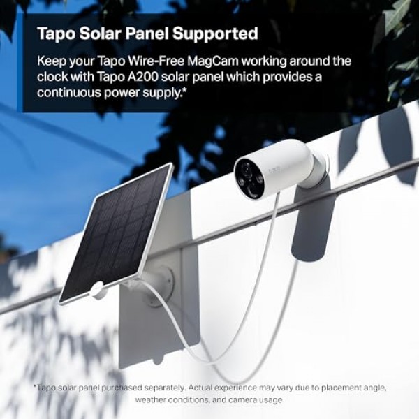 TP-Link Tapo 무선 MagCam, 실내/실외 2K 배터리 구동 스마트 보안 카메라, 자기 마운트, 별빛 컬러 야간 투시경, 사람/애완동물/차량 감지, SD/클라우드 스토리지, 2.4GHz Wi-Fi