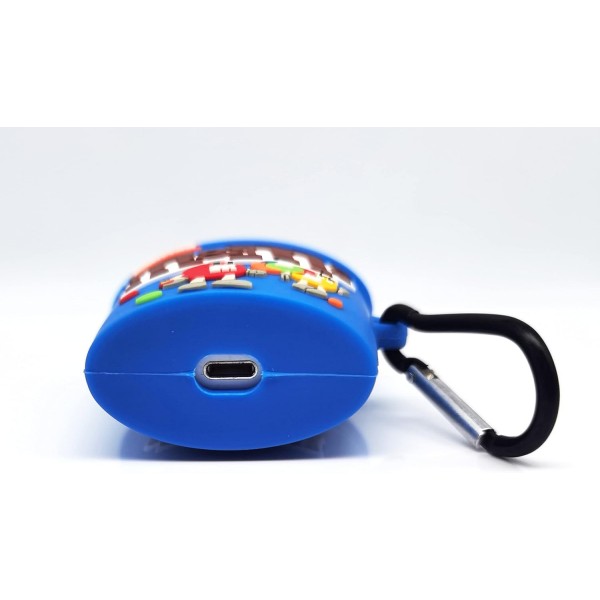 3D Airpods1&2 보호 커버, Airpods 상자용 장식 케이스, Apple Airpods 1&2와 호환 가능, 실리콘 케이스 Airpods(Blue M&Ms)
