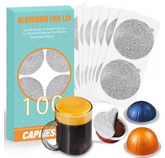 CAPMESSO 100Pcs 에스프레소 캡슐 용 알루미늄 호일 씰 Vertuoline, Vertuoline 포드와 호환되는 알루미늄 호일 뚜껑 씰 재사용 가능한 Vertuo 캡슐
