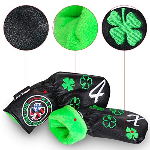 큰 이빨 골프 아이언 커버 아이언 ​​헤드 커버, 럭키 클로버 아이언 ​​커버 긴 목 골프 아이언 헤드 커버, 11Pcs 골프 아이언 커버 세트 골프 클럽 커버 Taylormade에 