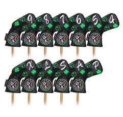 큰 이빨 골프 아이언 커버 아이언 ​​헤드 커버, 럭키 클로버 아이언 ​​커버 긴 목 골프 아이언 헤드 커버, 11Pcs 골프 아이언 커버 세트 골프 클럽 커버 Taylormade에 