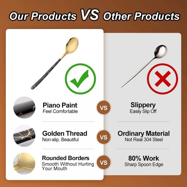 디저트 스푼 4 , 티스푼, ​​커피 스푼 4종 세트, 스테인리스 숟가락, 금수저, 시리얼, 쌀, 디저트 케이크, 초콜릿 오트밀 4 Farben 4 Stück