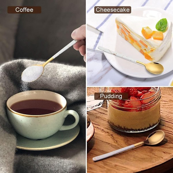 디저트 스푼 4 , 티스푼, ​​커피 스푼 4종 세트, 스테인리스 숟가락, 금수저, 시리얼, 쌀, 디저트 케이크, 초콜릿 오트밀 4 Farben 4 Stück