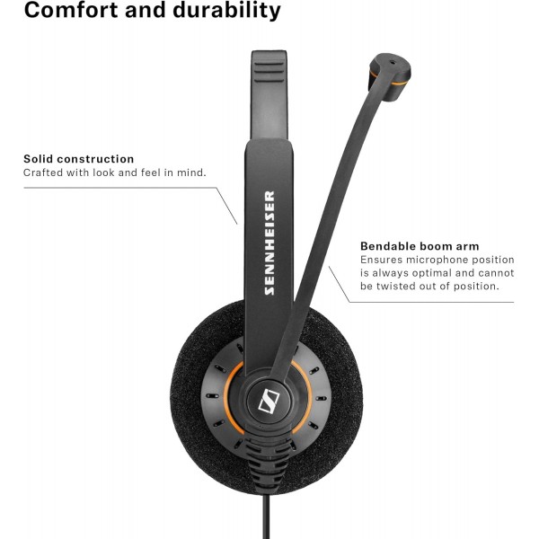 Sennheiser SC60 헤드셋(양측/양측, USB, Microsoft Lync용) 블랙, 504547 싱글