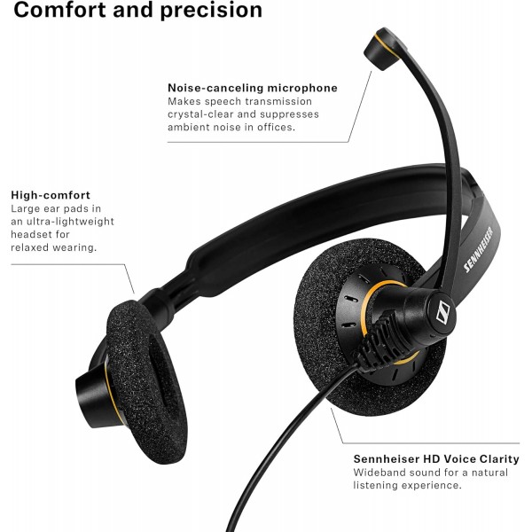 Sennheiser SC60 헤드셋(양측/양측, USB, Microsoft Lync용) 블랙, 504547 싱글