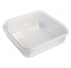 Nordic Ware 천연 알루미늄 상업용 사각 케이크 팬(뚜껑 포함), 외부 9.88 x 9.88인치