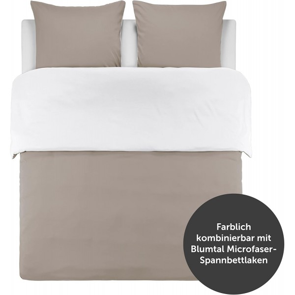 Blumtal Premium Extra Soft Winter Bed Linen Reversible Design 200 x 200 cm & 2 x Pillow Cases 40 x 80 cm - 침대 커버 Microfiber, 3 Pieces, White / Taupe Blanket 200 x 200 cm & 2 x Pillows 40 x 80 cm 09 - 화이트 / 